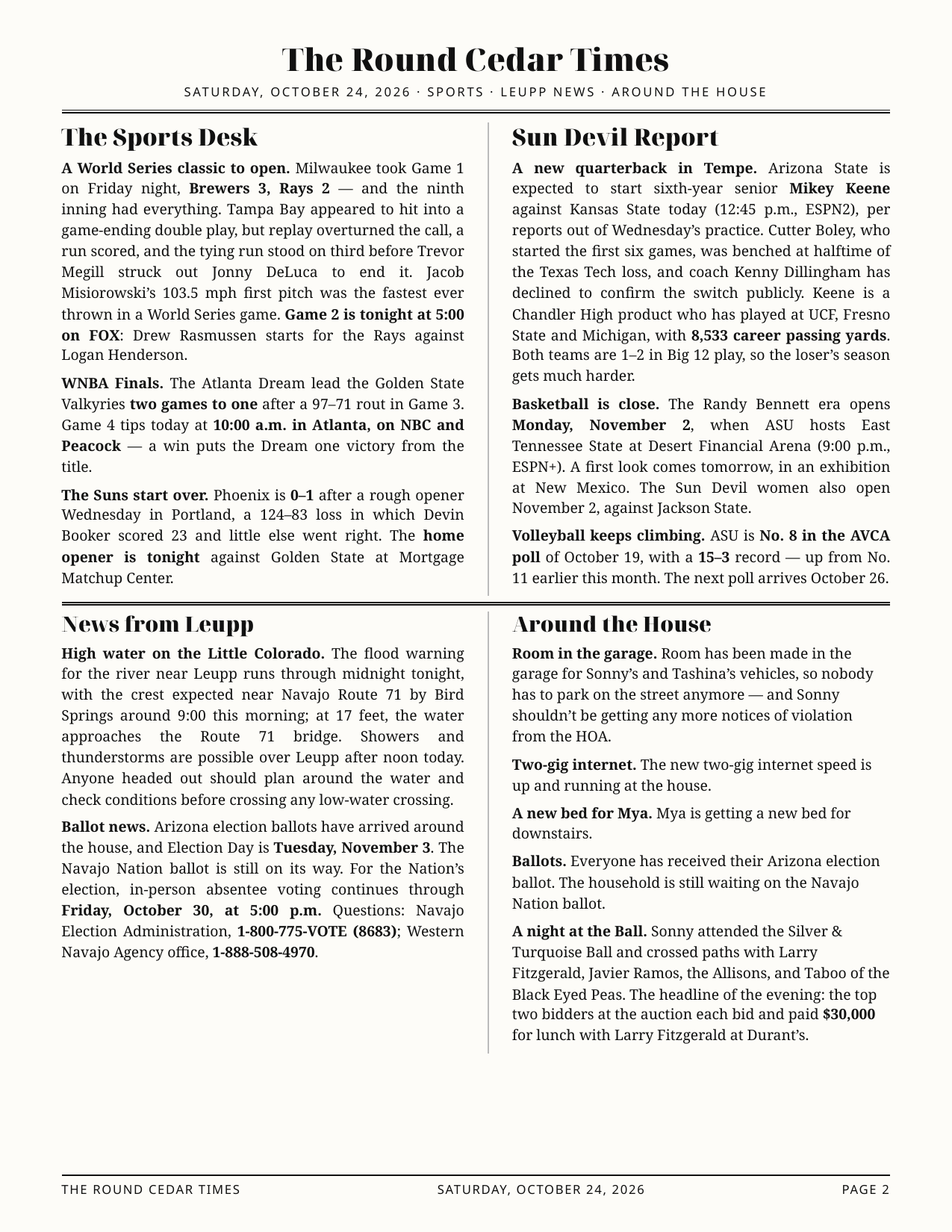 Round Cedar Times, October 24, 2026 — page 2